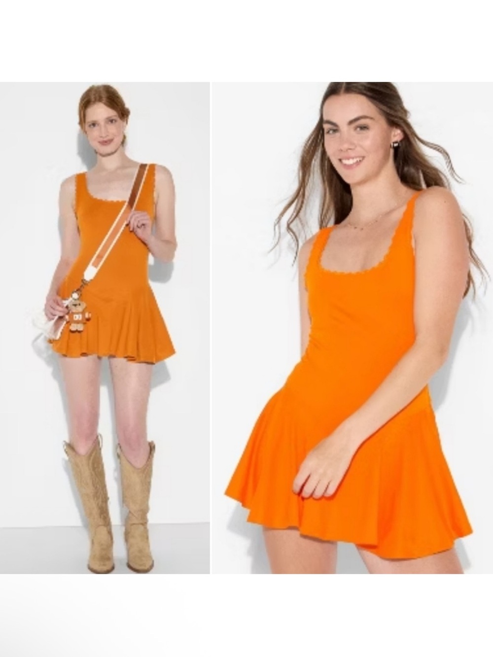 NWT Wild Fable Game Day Dress built in shorts. size M lace trim scoop neck